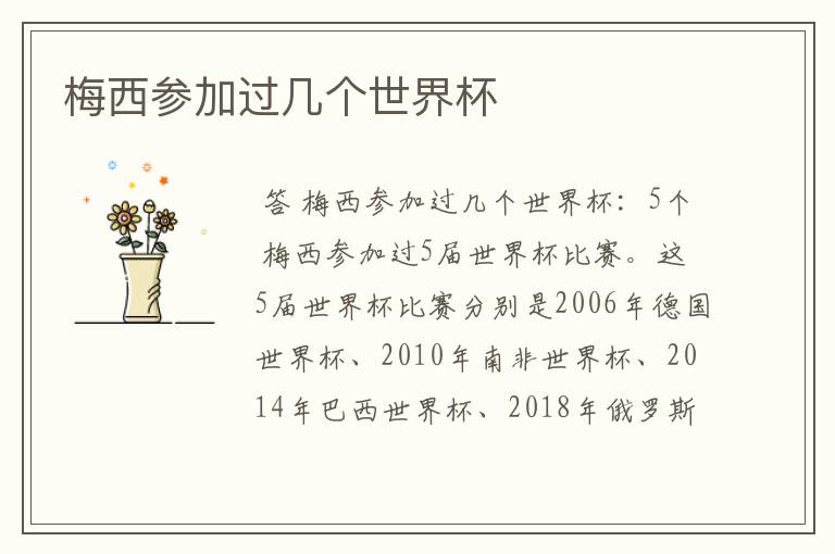 梅西参加过几个世界杯