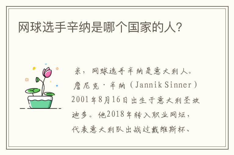 网球选手辛纳是哪个国家的人?