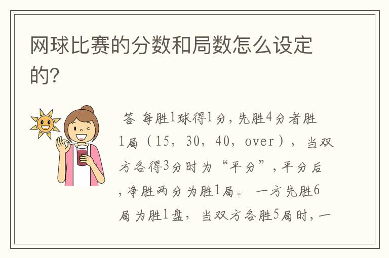 网球比赛的分数和局数怎么设定的？