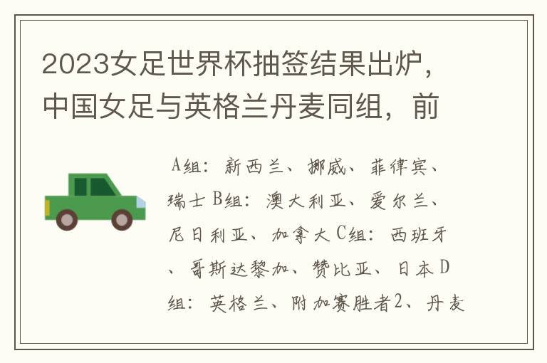 2023女足世界杯抽签结果出炉,中国女足与英格兰丹麦同组,前景如何?