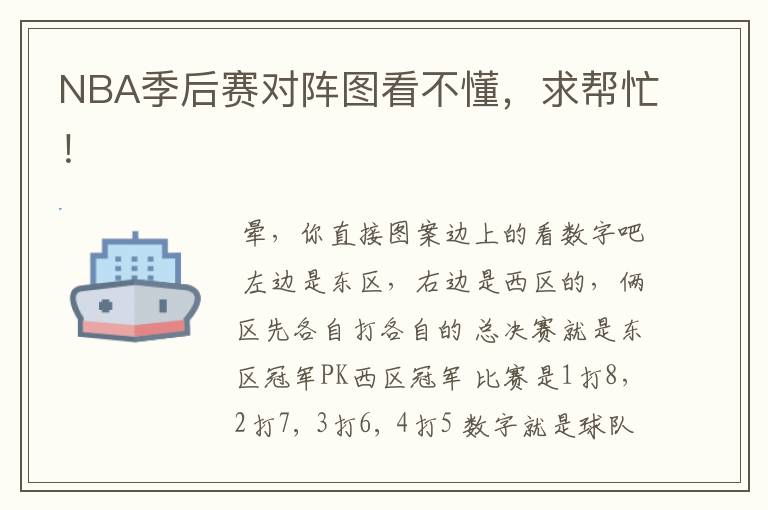 NBA季后赛对阵图看不懂,求帮忙!