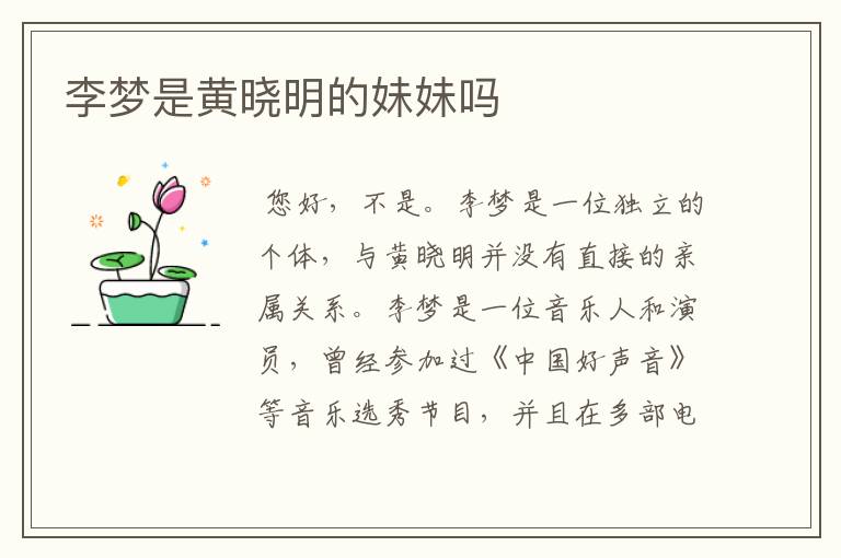 李梦是黄晓明的妹妹吗