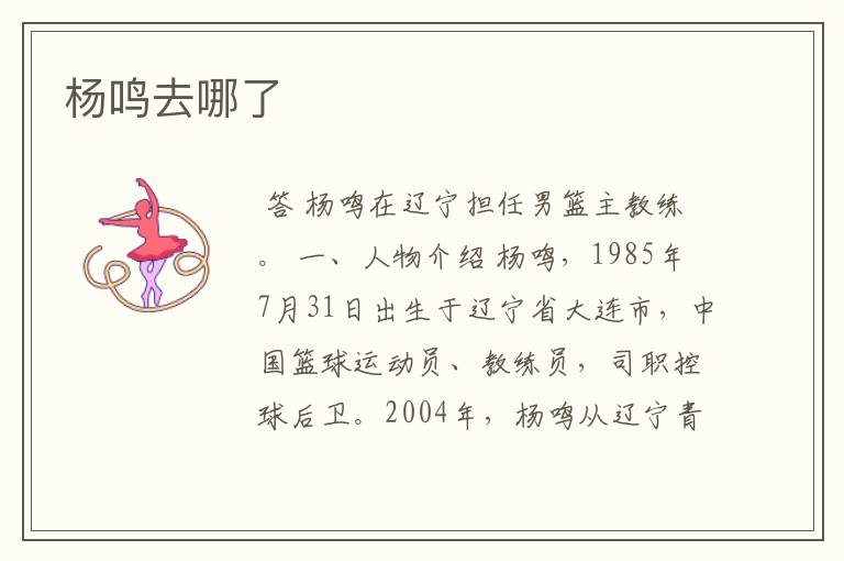 杨鸣去哪了