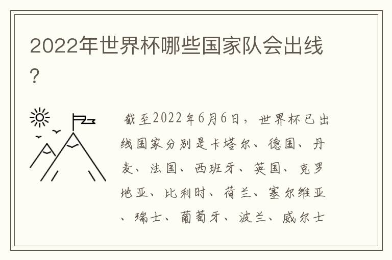 2022年世界杯哪些国家队会出线?