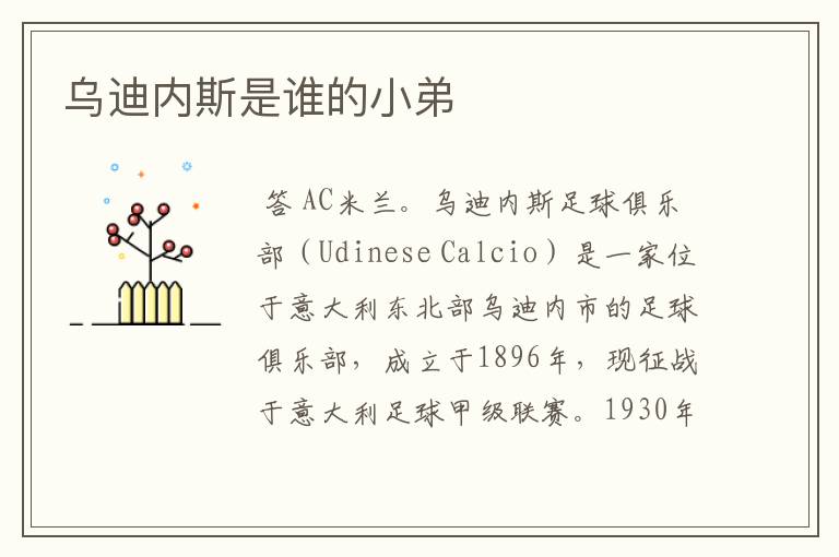 乌迪内斯是谁的小弟