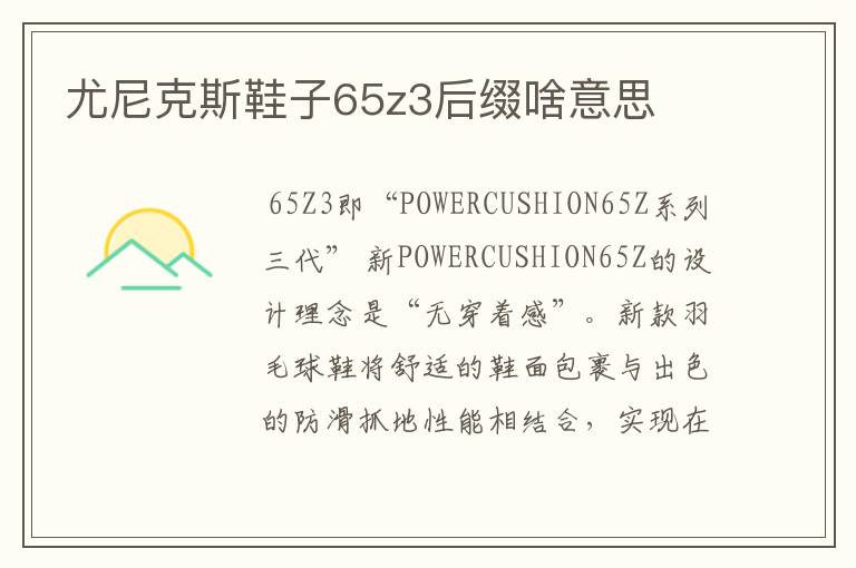 尤尼克斯鞋子65z3后缀啥意思