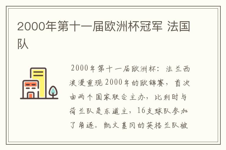 2000年第十一届欧洲杯冠军 法国队