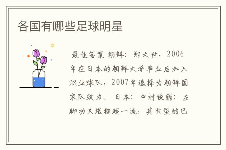 各国有哪些足球明星