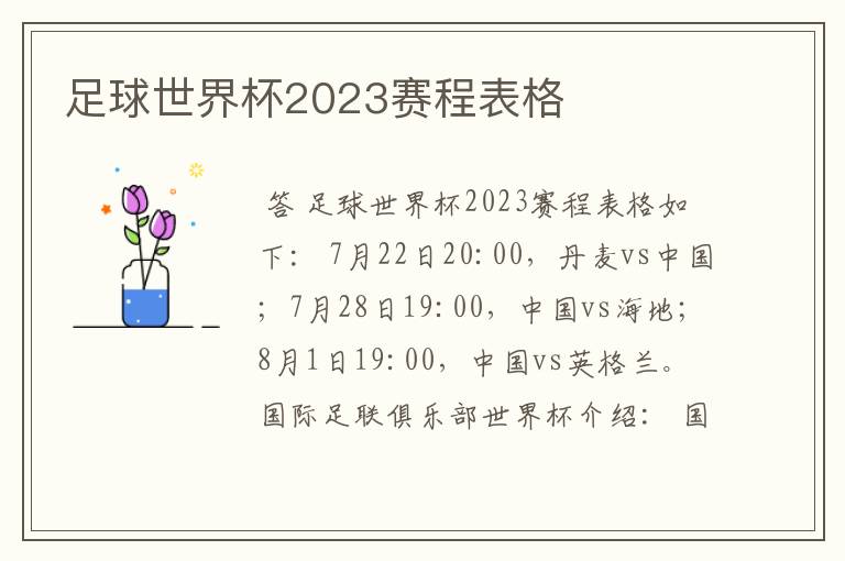 足球世界杯2023赛程表格