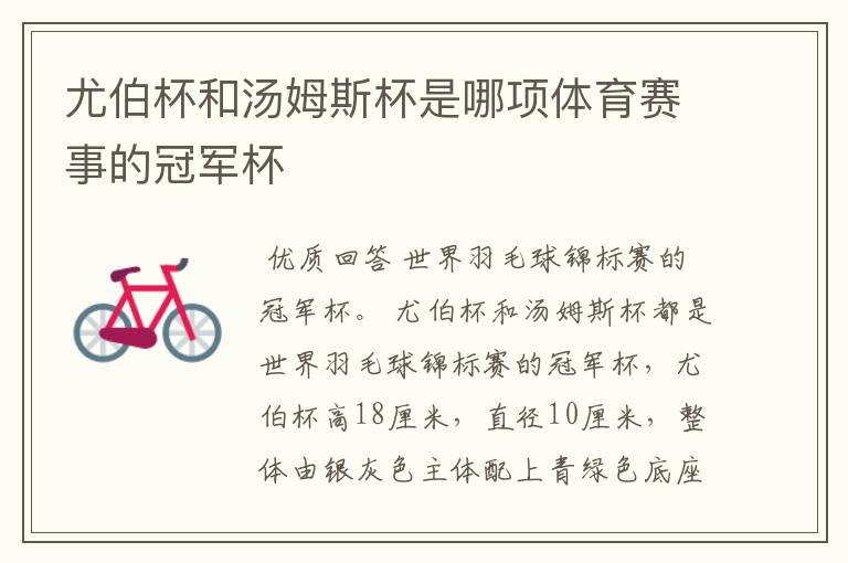 尤伯杯和汤姆斯杯是哪项体育赛事的冠军杯