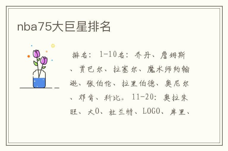 nba75大巨星排名