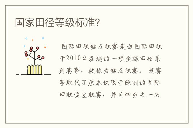 国家田径等级标准?