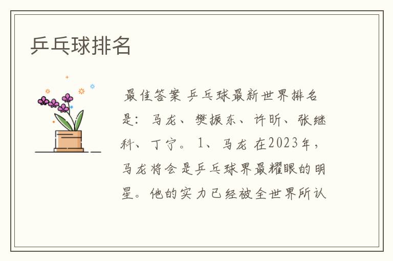 乒乓球排名