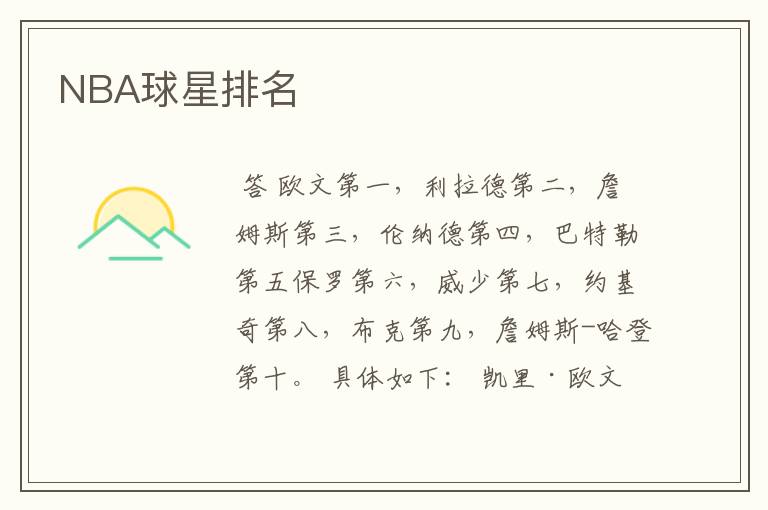 NBA球星排名