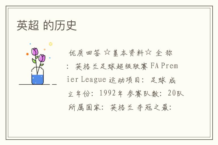 英超 的历史