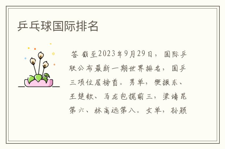 乒乓球国际排名