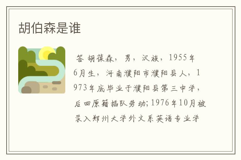 胡伯森是谁
