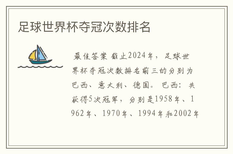 足球世界杯夺冠次数排名