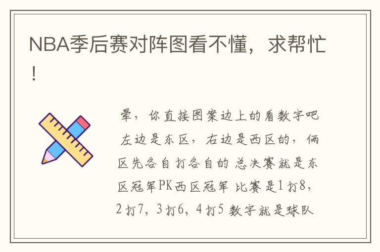 NBA季后赛对阵图看不懂,求帮忙!