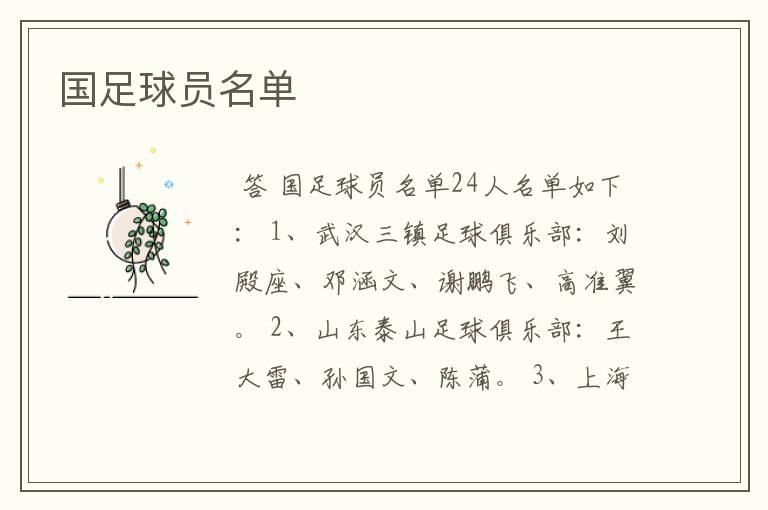 国足球员名单
