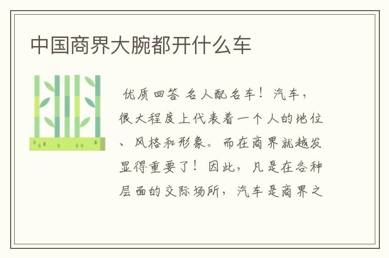 中国商界大腕都开什么车