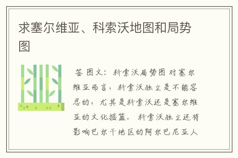 求塞尔维亚、科索沃地图和局势图