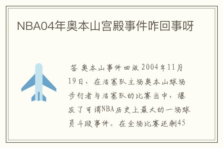 NBA04年奥本山宫殿事件咋回事呀
