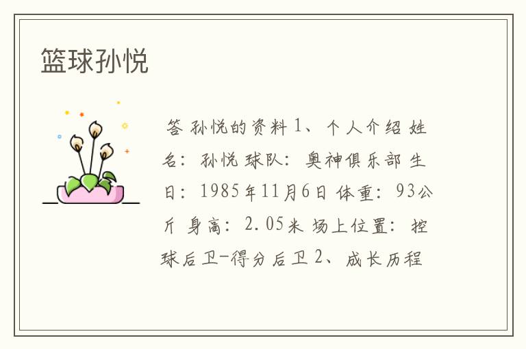 篮球孙悦