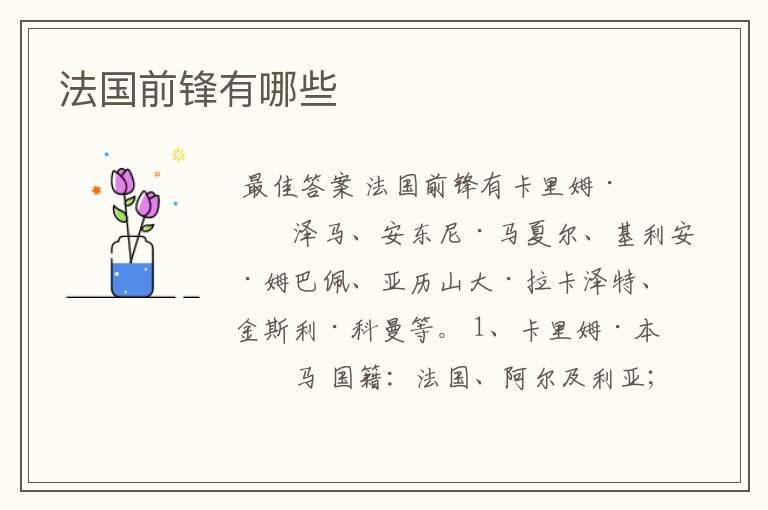 法国前锋有哪些