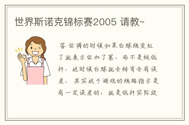 世界斯诺克锦标赛2005 请教~