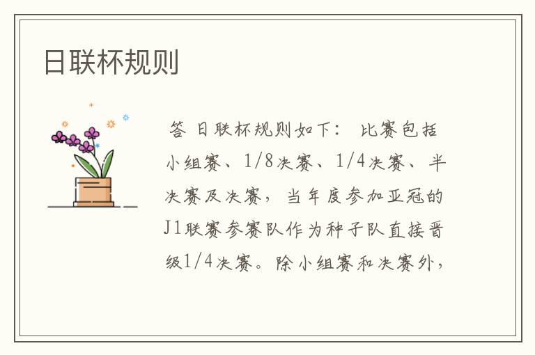日联杯规则