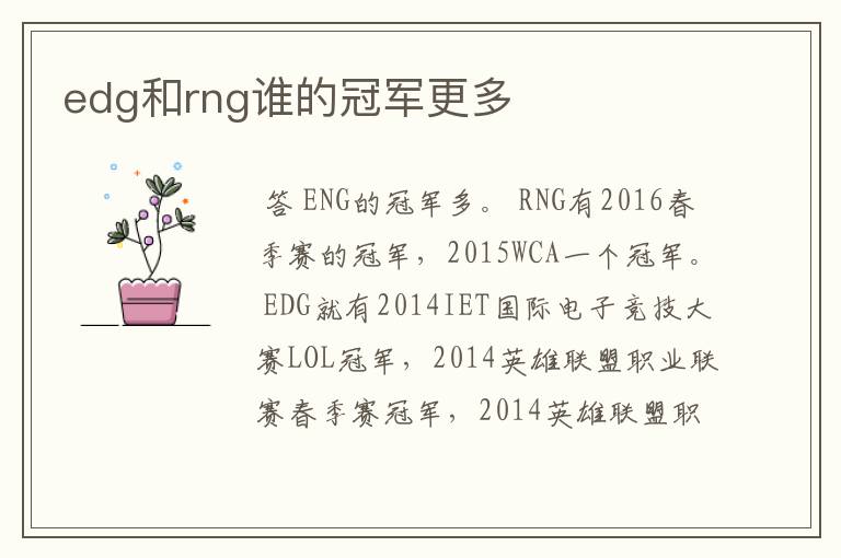 edg和rng谁的冠军更多