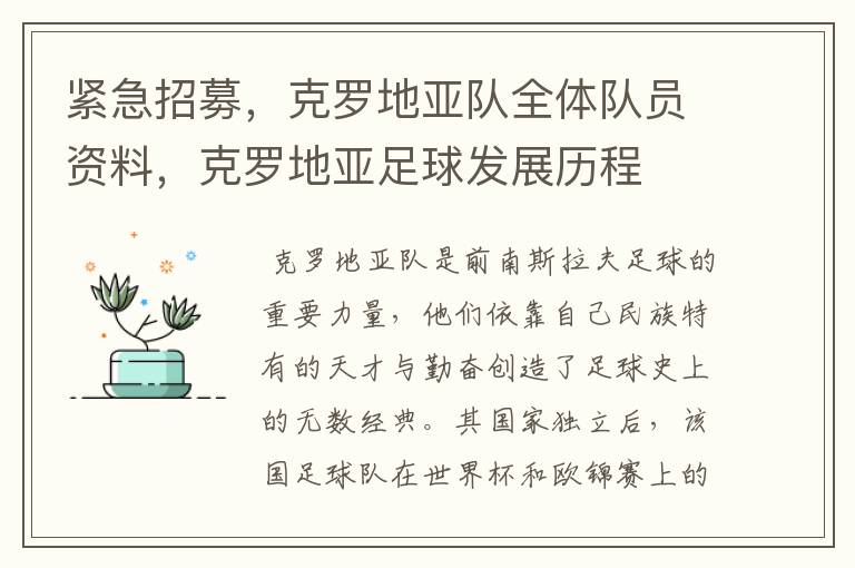 紧急招募，克罗地亚队全体队员资料，克罗地亚足球发展历程