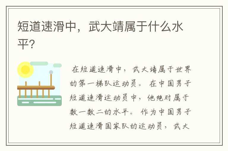 短道速滑中,武大靖属于什么水平?