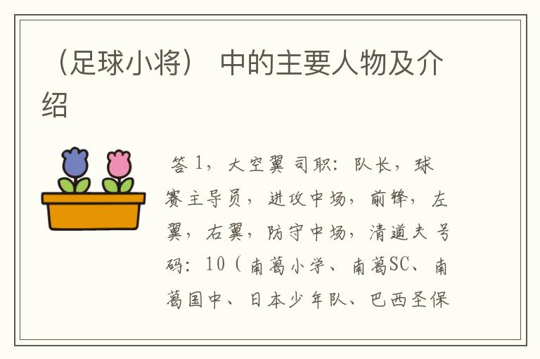 (足球小将) 中的主要人物及介绍