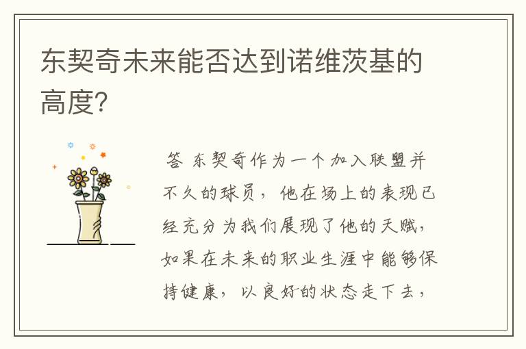 东契奇未来能否达到诺维茨基的高度?