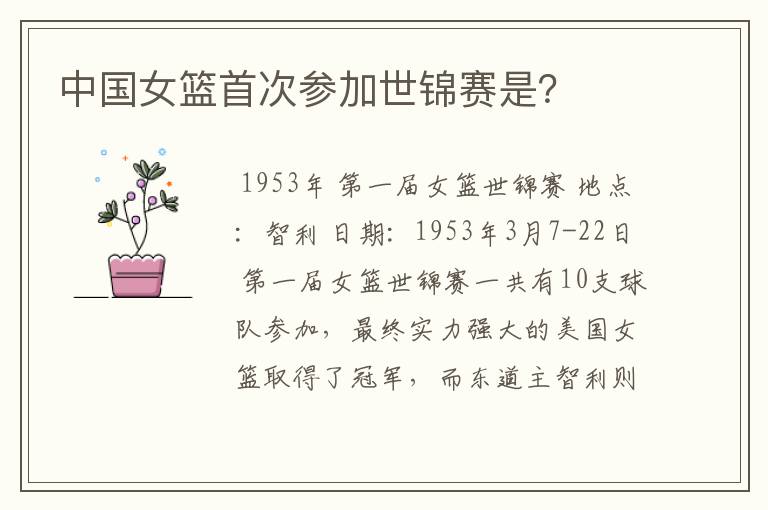 中国女篮首次参加世锦赛是?