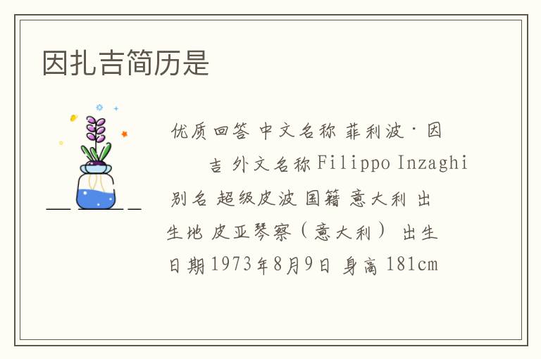 因扎吉简历是