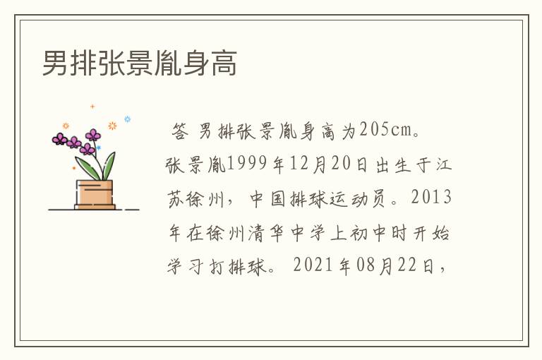 男排张景胤身高