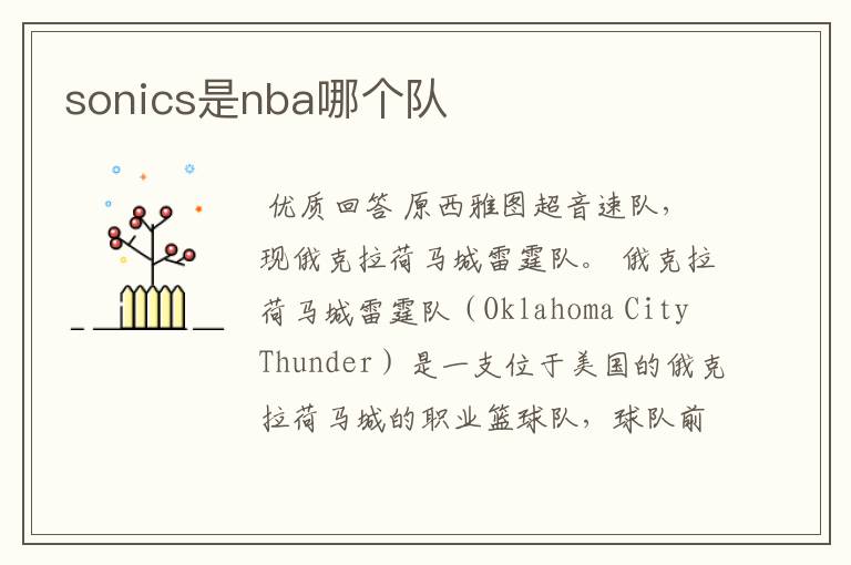 sonics是nba哪个队