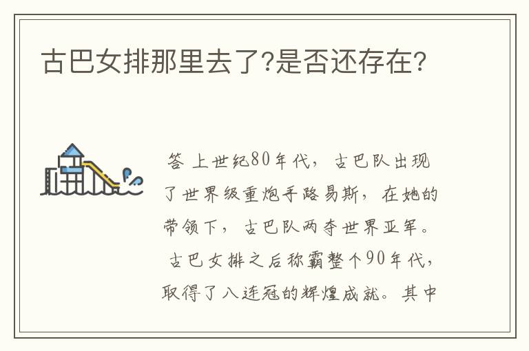 古巴女排那里去了?是否还存在?