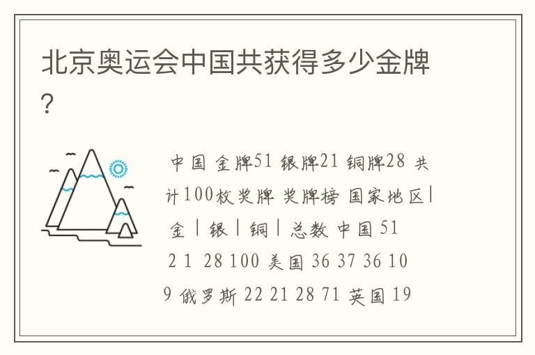 北京奥运会中国共获得多少金牌?
