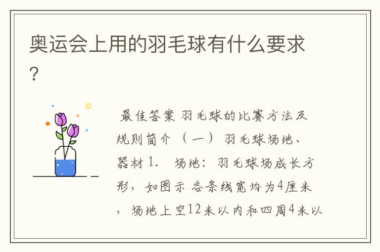 奥运会上用的羽毛球有什么要求?