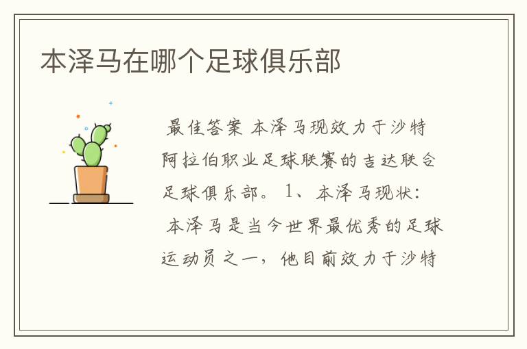 本泽马在哪个足球俱乐部