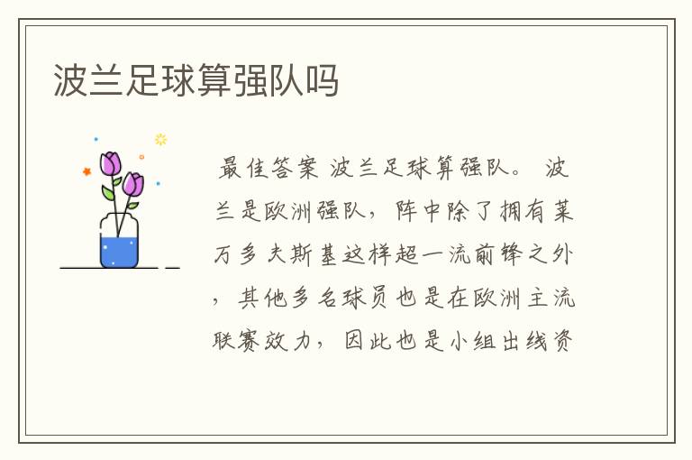 波兰足球算强队吗