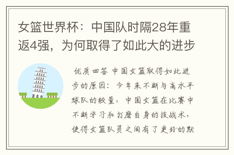 女篮世界杯:中国队时隔28年重返4强,为何取得了如此大的进步?