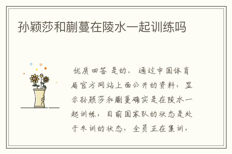 孙颖莎和蒯蔓在陵水一起训练吗