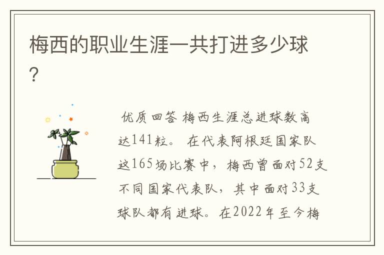 梅西的职业生涯一共打进多少球?