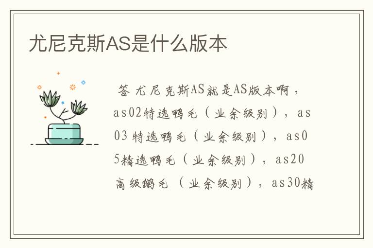 尤尼克斯AS是什么版本