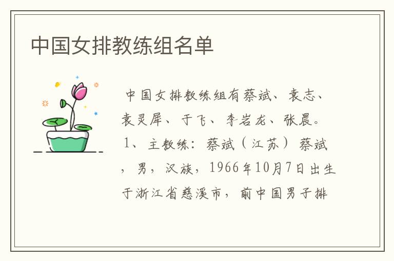 中国女排教练组名单